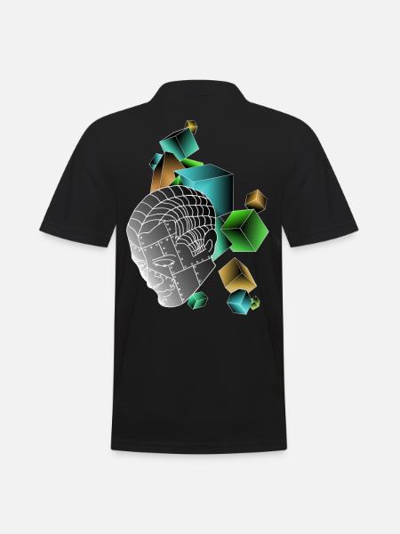 Roboter mit Würfeln bunt - Männer Poloshirt - Schwarz