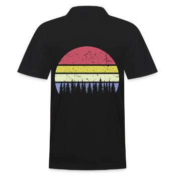 Couleurs rétro de la forêt arbres fond rétro vintage - Polo Homme - noir - Dos - Kai (181cm)