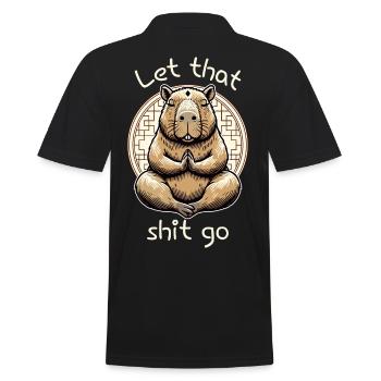 Let That Shit Go – Meditating Capybara - Men's Polo Shirt - black - Back - Kai (181cm)