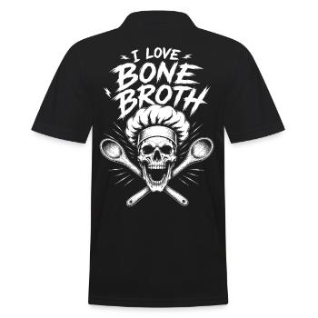I Love Bone Broth Skull - Männer Poloshirt - Schwarz - Hinten - Kai (181cm)