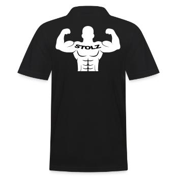 Stolzer Bodybuilder - Männer Poloshirt - Schwarz - Hinten - Kai (181cm)