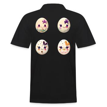 Bunte Eier zu Ostern bemalt - Männer Poloshirt - Schwarz - Hinten - Kai (181cm)