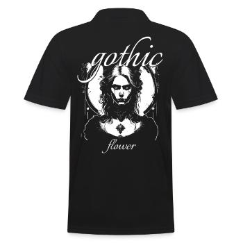 Gothic Flower - Männer Poloshirt - Schwarz - Hinten - Kai (181cm)