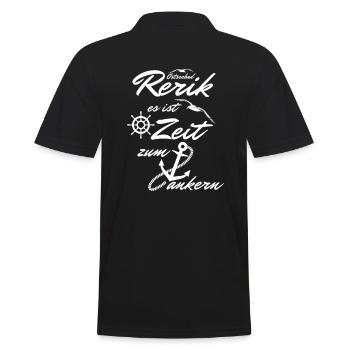 Rerik-es ist Zeit zum ankern - Männer Poloshirt - Schwarz - Hinten - Kai (181cm)