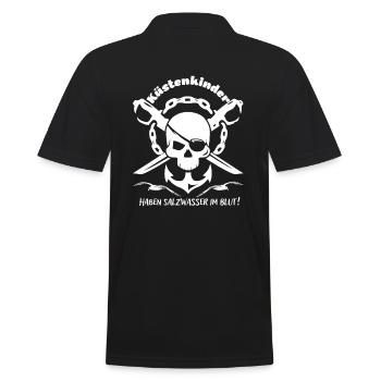 Coastal children have salt water in the blood skull anchor - Men's Polo Shirt - black - Back - Kai (181cm)