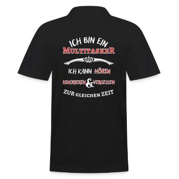 Ich bin ein Multitasker ... cooler Fun Spruch - Männer Poloshirt - Schwarz - Hinten - Kai (181cm)