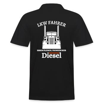 LKW Fahrer - Essen Fleisch Trinken Bier ... - Männer Poloshirt - Schwarz - Hinten - Kai (181cm)