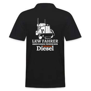LKW Fahrer - Essen Fleisch Trinken Bier... - Männer Poloshirt - Schwarz - Hinten - Kai (181cm)