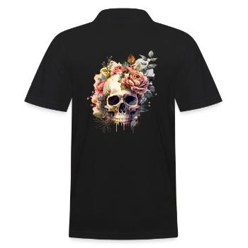 Crâne et os croisés avec roses - Skull Dia De Los Muertos - Polo Homme - noir - Dos - Kai (181cm)
