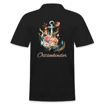 Baltic Sea Children's Anchor with Flowers - Men's Polo Shirt - black - Back - Kai (181cm)