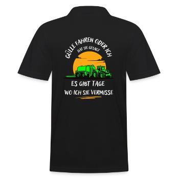 Landwirt-Gülle fahren oder ich hat sie gesagt ... - Männer Poloshirt - Schwarz - Hinten - Kai (181cm)