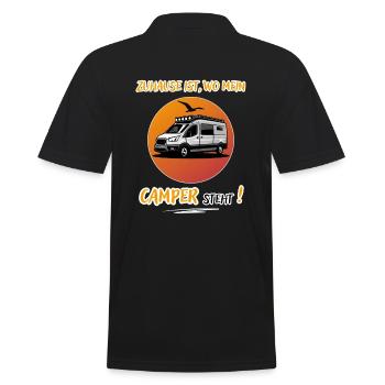 Zuhause Ist Wo Mein Camper steht-Kastenwagen-WoMo - Männer Poloshirt - Schwarz - Hinten - Kai (181cm)