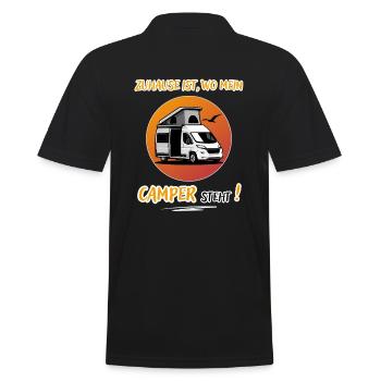 Zuhause Ist Wo Mein Camper steht-Kastenwagen-WoMo - Männer Poloshirt - Schwarz - Hinten - Kai (181cm)