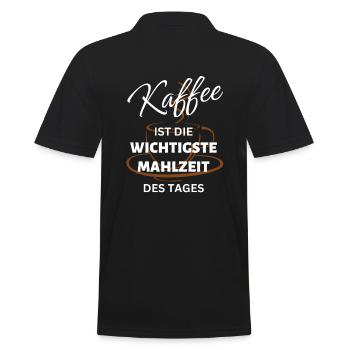 Kaffee ist die wichtigste Mahlzeit des Tages-Funny - Männer Poloshirt - Schwarz - Hinten - Kai (181cm)
