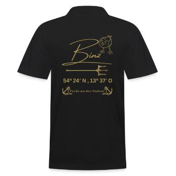 Binz-Möwe-Anker-Ostsee-Koordinaten - Männer Poloshirt - Schwarz - Hinten - Kai (181cm)