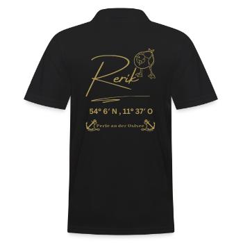 Rerik-Möwe-Anker-Ostsee-Koordinaten - Männer Poloshirt - Schwarz - Hinten - Kai (181cm)