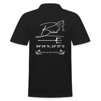 Binz-Möwe-Anker-Ostsee-Koordinaten - Männer Poloshirt - Schwarz - Hinten - Kai (181cm)