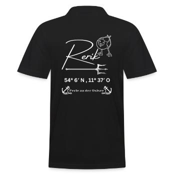Rerik-Möwe-Anker-Ostsee-Koordinaten - Männer Poloshirt - Schwarz - Hinten - Kai (181cm)