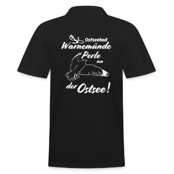 Warnemünde Ostseebad und Perle an der Ostsee - Männer Poloshirt - Schwarz - Hinten - Kai (181cm)
