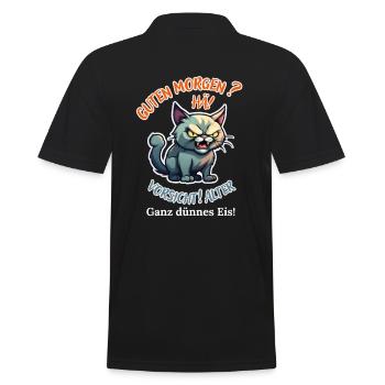 Good morning? Huh! Beware of old very thin ice - Men's Polo Shirt - black - Back - Kai (181cm)