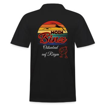 Moin Binz mit Möwe im Retro Style-Insel Rügen/Binz - Männer Poloshirt - Schwarz - Hinten - Kai (181cm)