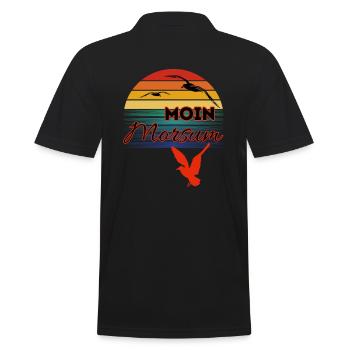 Moin Morsum avec mouette dans le style rétro-Sylt-Morsum - Polo Homme - noir - Dos - Kai (181cm)