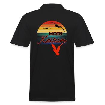 Moin Keitum avec mouette dans le style rétro-Sylt-Keitum - Polo Homme - noir - Dos - Kai (181cm)
