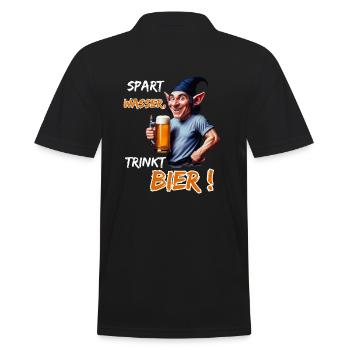 Spart Wasser, trinkt Bier!-Lustiger Party Kobold - Männer Poloshirt - Schwarz - Hinten - Kai (181cm)