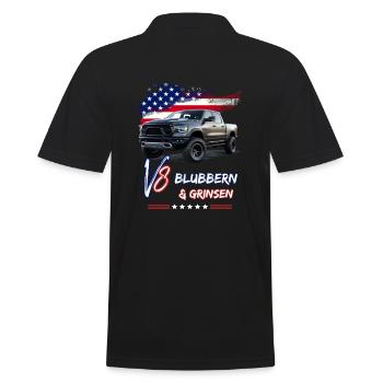 US Pick Up V8 Auto -Blubbern und Grinsen-Pick Up - Männer Poloshirt - Schwarz - Hinten - Kai (181cm)
