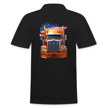 Camion américain avec drapeau américain - Chauffeur/Camionneur - Polo Homme - noir - Dos - Kai (181cm)