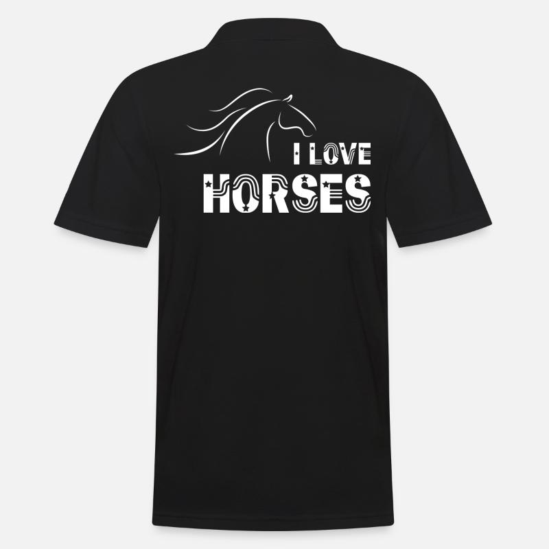 Ich liebe Pferde - Männer Poloshirt - Schwarz