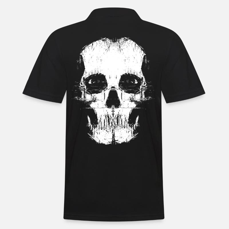 Psycho Glitch Skull - Männer Poloshirt - Schwarz