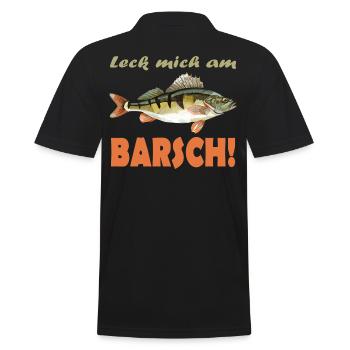 Leck mich am Barsch! - Männer Poloshirt - Schwarz - Hinten - Kai (181cm)