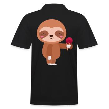 Faultiere - Männer Poloshirt - Schwarz - Hinten - Kai (181cm)