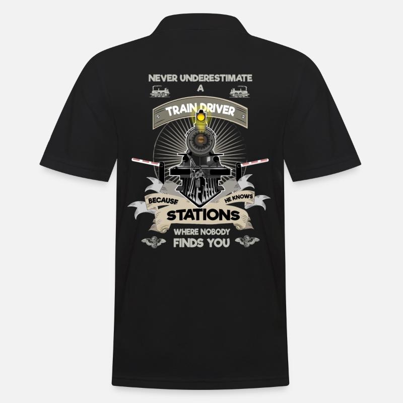 Never underestimate a train driver - Männer Poloshirt - Schwarz