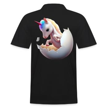Einhorn aus dem Ei - Männer Poloshirt - Schwarz - Hinten - Kai (181cm)