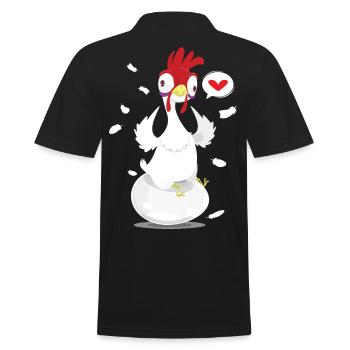 Funny crazy chicken chickens poultry - Men's Polo Shirt - black - Back - Kai (181cm)