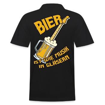 Bier ist wie Musik in Gläsern - Männer Poloshirt - Schwarz - Hinten - Kai (181cm)