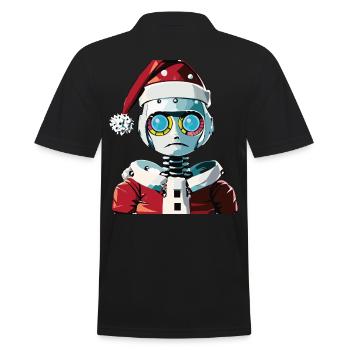 Roboter als Weihnachtsmann verkleidet - Männer Poloshirt - Schwarz - Hinten - Kai (181cm)