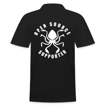 LUZILLION CODER COUTURE, OPEN SOURCE SUPPORTER - Männer Poloshirt - Schwarz - Hinten - Kai (181cm)