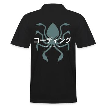 LUZILLION CODER COUTURE, CODE AND BUGS - Männer Poloshirt - Schwarz - Hinten - Kai (181cm)