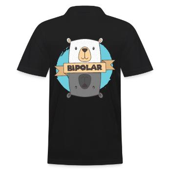 Bipolar T-Shirt - Polar Bear Bipolar Gift Idea - Men's Polo Shirt - black - Back - Kai (181cm)