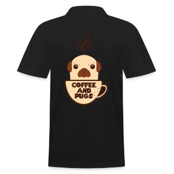 Kaffee Mops T-Shirt - Kaffee und Möpse Geschenk - Männer Poloshirt - Schwarz - Hinten - Kai (181cm)