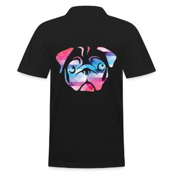 T-shirt à motif de carlin, tête de cyclomoteur de couleur géométrique - Polo Homme - noir - Dos - Kai (181cm)