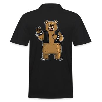 ROCKBEAR - rocking bear with leather vest - Men's Polo Shirt - black - Back - Kai (181cm)
