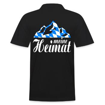 Bayern - meine Heimat Berge und Bayern Flagge - Männer Poloshirt - Schwarz - Hinten - Kai (181cm)