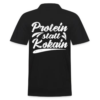 Bodybuilding Spruch lustig Protein statt Kokain - Männer Poloshirt - Schwarz - Hinten - Kai (181cm)