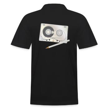 Kasette mit Bleistift Tape Mixtape - Männer Poloshirt - Schwarz - Hinten - Kai (181cm)
