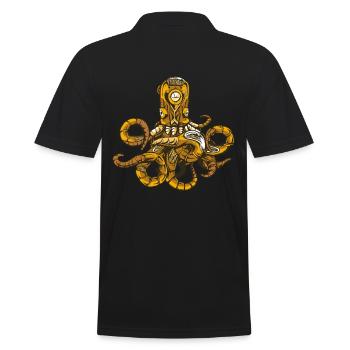 Octopus Steampunk - Männer Poloshirt - Schwarz - Hinten - Kai (181cm)