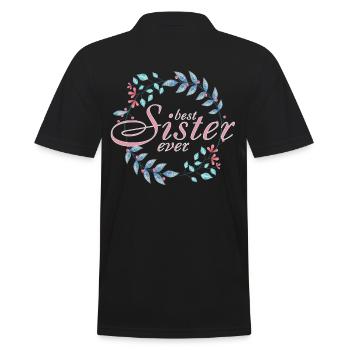 Beste Schwester - Männer Poloshirt - Schwarz - Hinten - Kai (181cm)